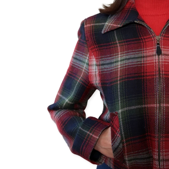 EUC Vintage 1990’s The Limited Tartan Plaid Crop Wool Jacket Women's Size M - Picture 5 of 11